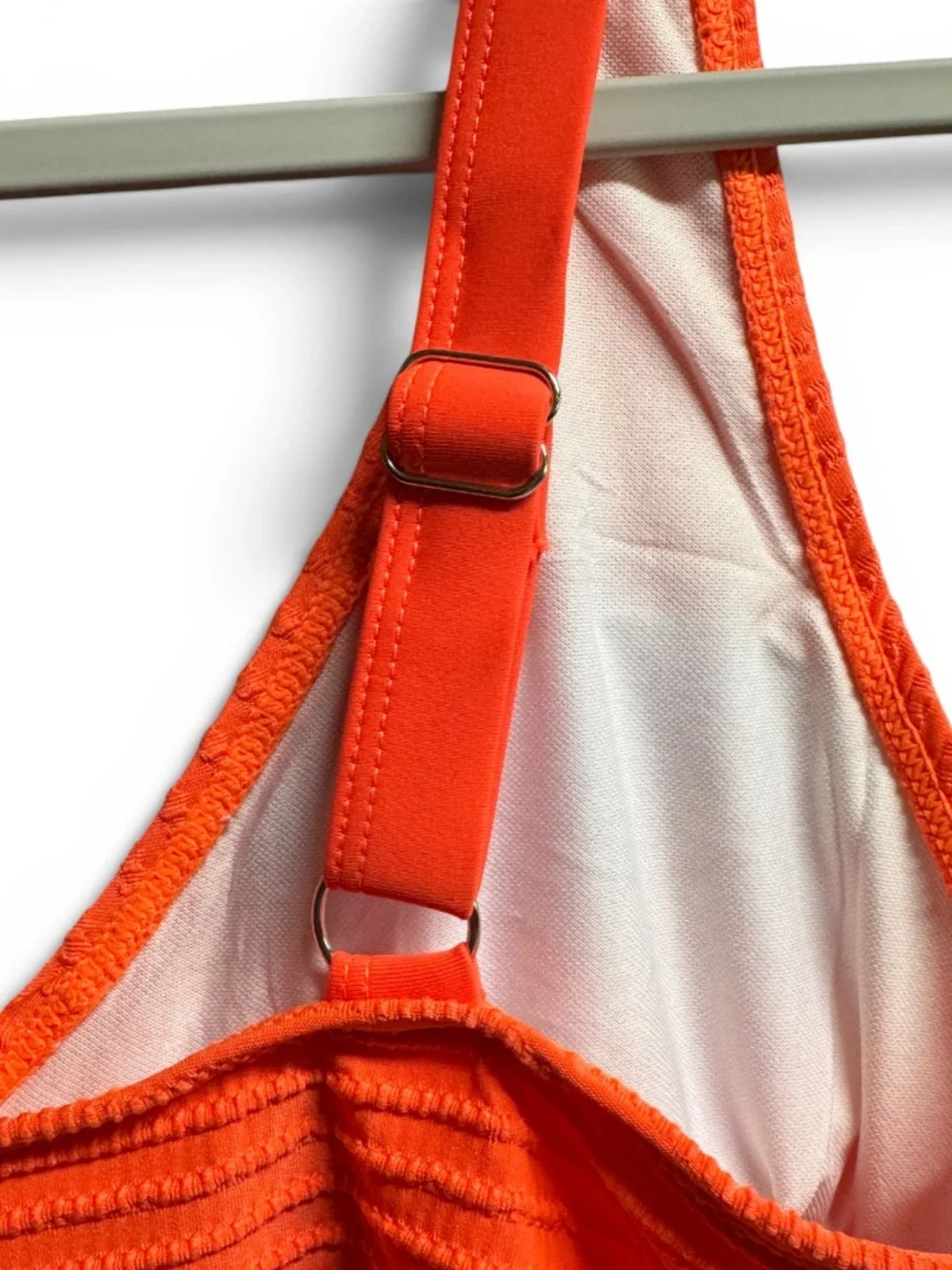 NWOT Orange Ribbed One Piece Swimsuit Size 14Y Adjustable Straps